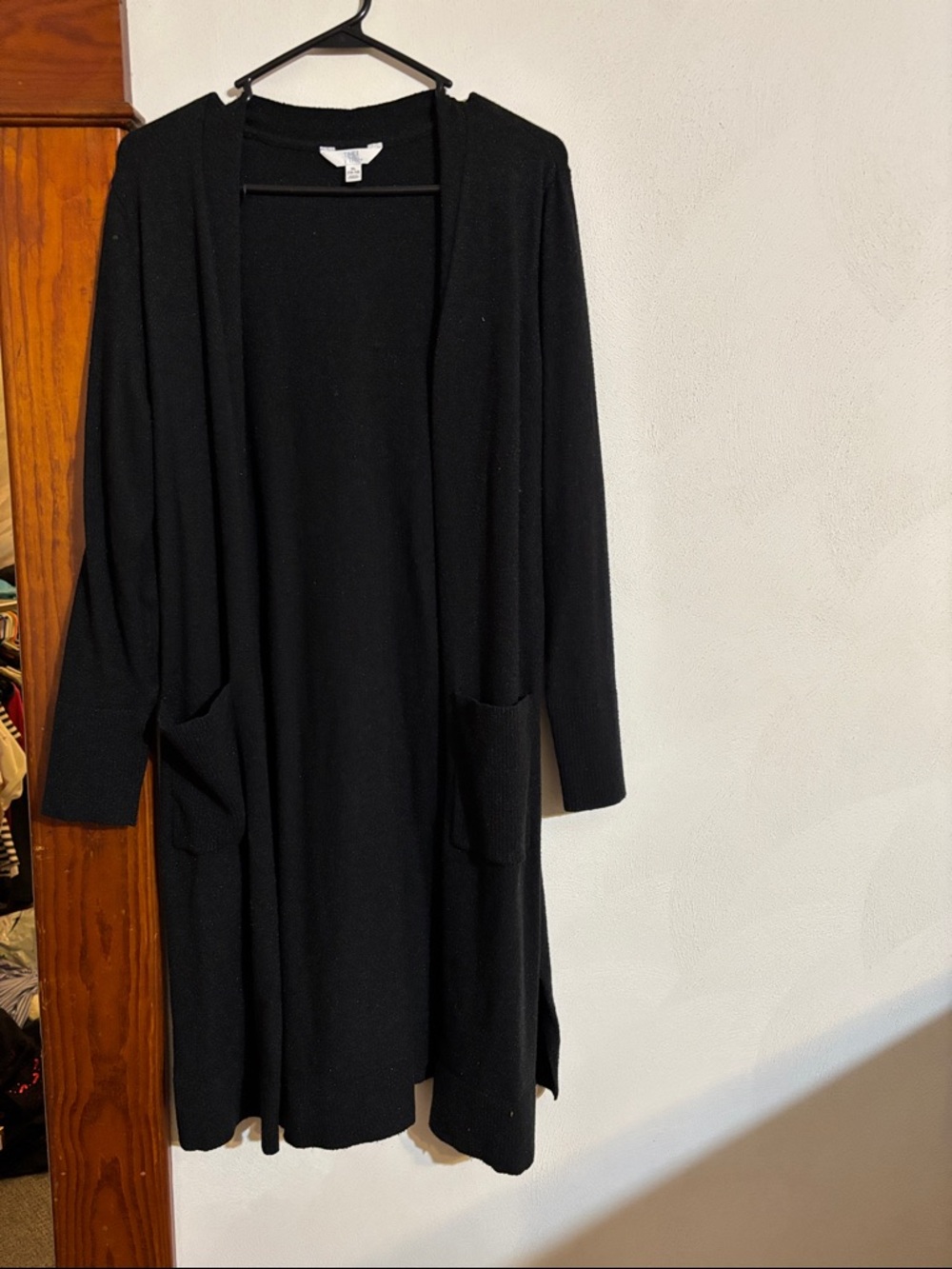 Time and Tru Black Open Front Long Cardigan